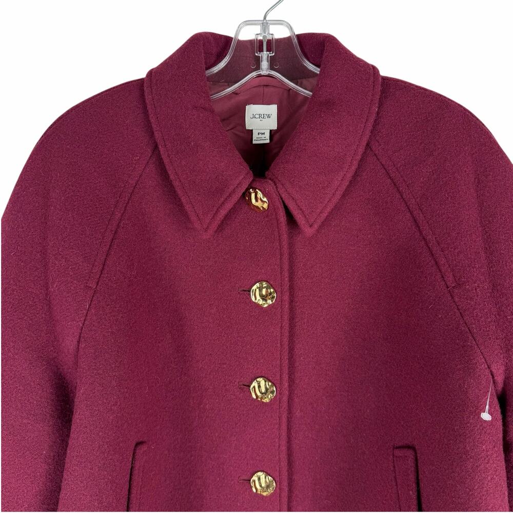 J. Crew Cropped Wool Blend Swing Coat Vintage Burgundy Size M Petite - Picture 5 of 12